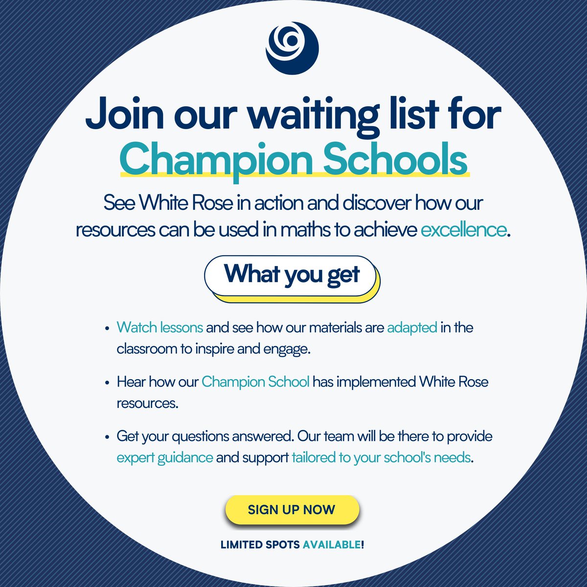 Come to our White Rose Maths open classroom event at one of our Champion Schools! 🏫

Whether you are Early Years, Primary or Secondary, register your interest here and join us for FREE: eu1.hubs.ly/H0gd3Fq0