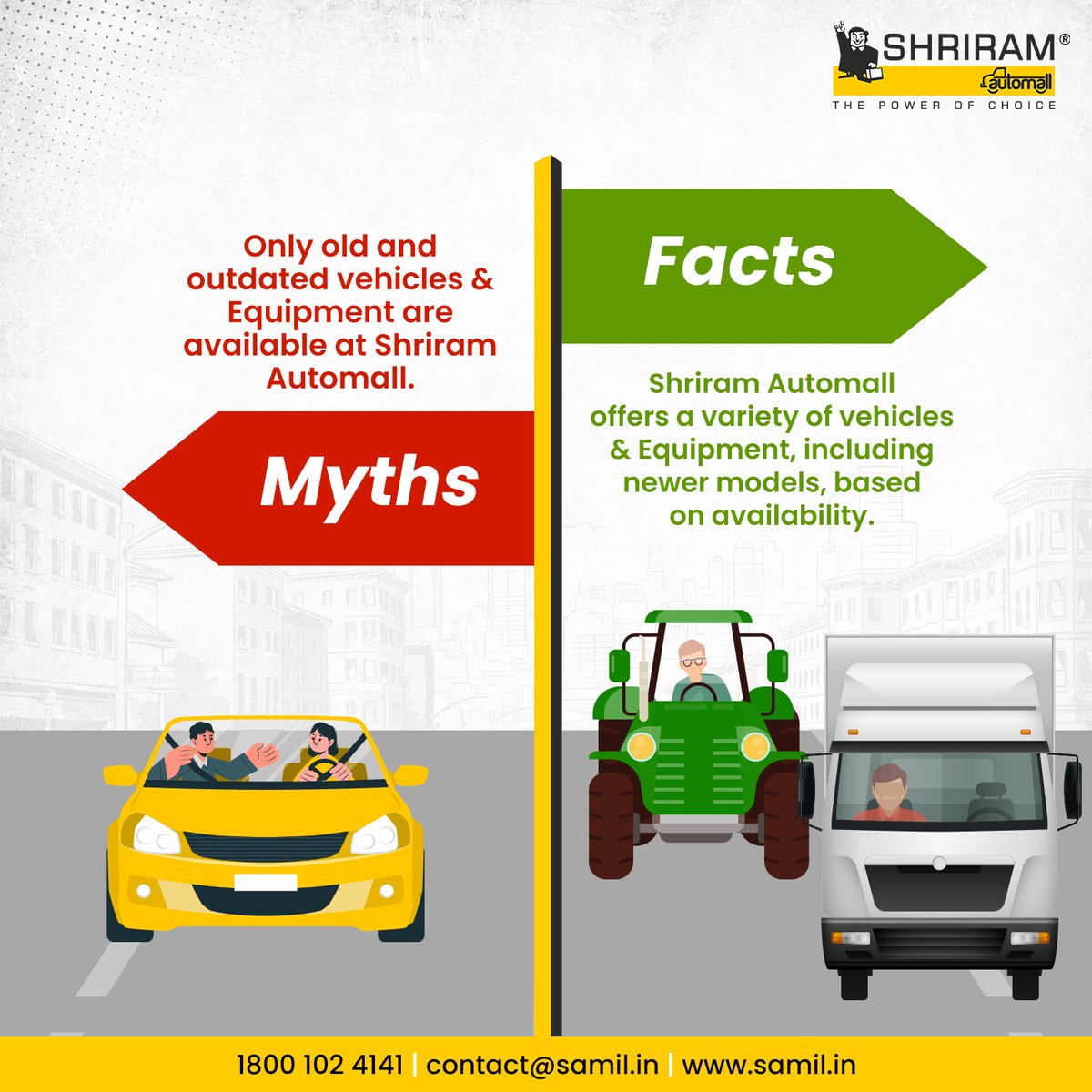 ShriramAutomall's tweet image. Breaking myths, driving facts!

Shriram Automall isn’t just about old wheels- it’s where variety meets quality, offering vehicles and equipment for every need.

Subscribe us on Youtube: bit.ly/3MfAEM2
Follow us on Instagram: bit.ly/4dWRewi

#MythBusted #Quality