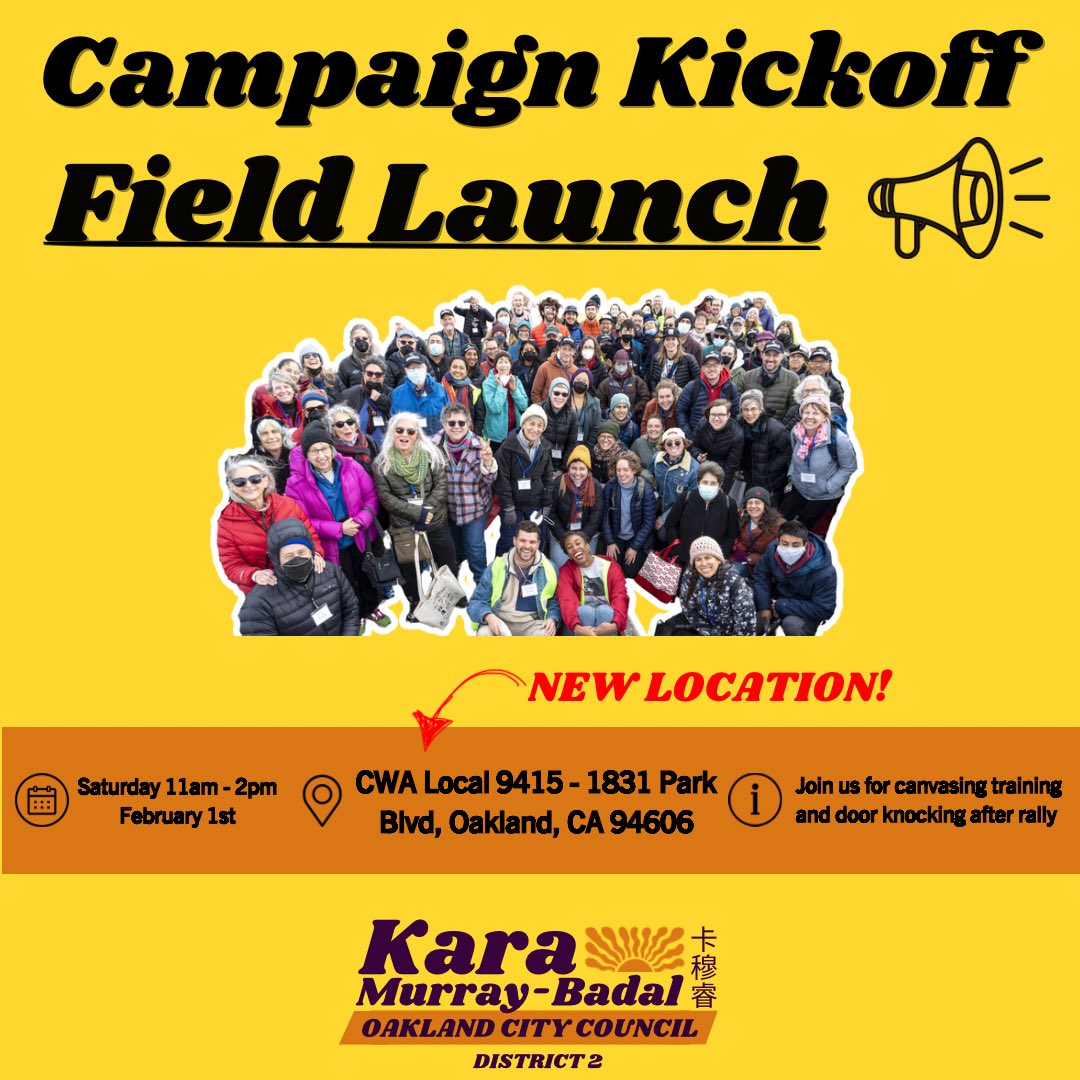 The rain this weekend won’t stop us…but it will move us inside. So,  check out the new location for our launch event this weekend and make sure to RSVP!

kmb4oak.nationbuilder.com/campaign_kicko…