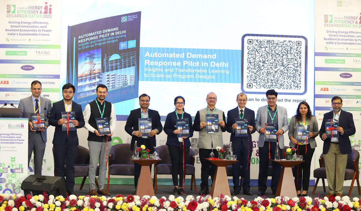 AEEE_India's tweet image. #FEED2025 #ReportLaunch

AEEE is proud to launch the report ‘Automated Demand Response Pilot in Delhi – Insights and Transferable Learning to Scale Up Programme Designs’, developed in collaboration with BSES Yamuna Private Limited and Schneider Electric, at FEED 2025. This report