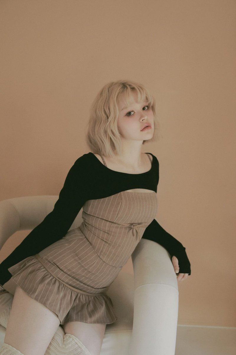 Dany ribbon knit set up color beige/gray size s/m ¥18700-tax in