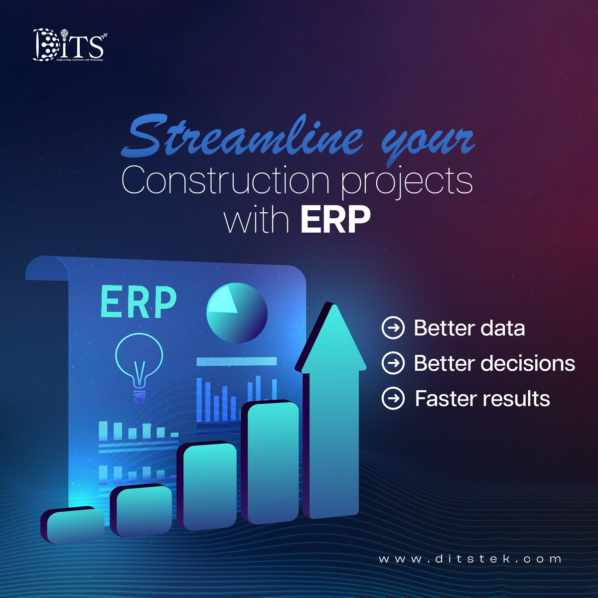 DitsTek's tweet photo. Managing multiple projects, #teams &amp; budgets in construction can be overwhelming! #ERPsolutions provide a unified platform for #projectmanagement, #financials &amp; #procurement, #streamliningoperations &amp; boosting productivity. https://t.co/yYN7oELVZj