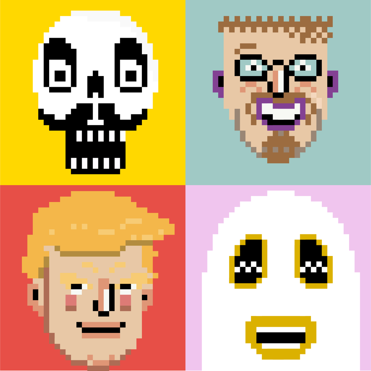 Upcoming #skulltaxi game will have a lot of characters to chat with - they all drive taxi and love talking, except for one guy... Anyway, do you recognize anyone? let me know in the comments. #gamedev #screenshotsaturday (yeah I figured its Friday)  #indiegame #pixelart #skulls
