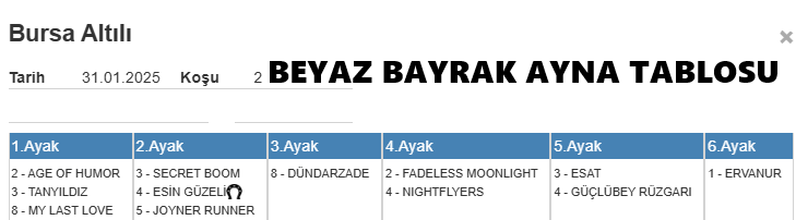 BURSA - 31/01 Cuma
LİDERLİĞİ ALACAK SAFKANLAR
👇