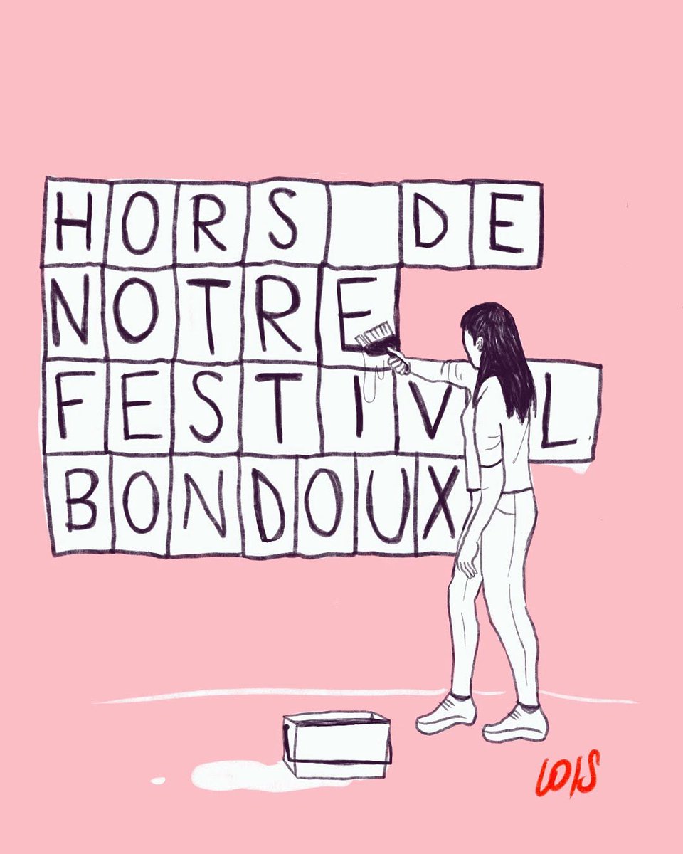 Manif en ligne.  Rejoignez le mouvement !
—
Dessin : Lois
—
Plus d'info ici : tinyurl.com/48fbwbu3
—
Kit de manif en ligne : tinyurl.com/e4pzj7ua
—
#BondouxGate #FIBD