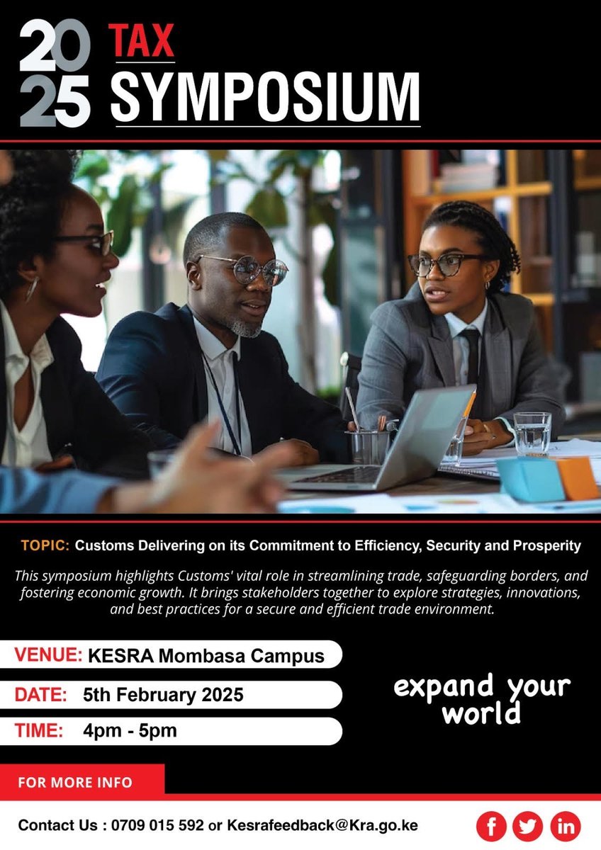 📢KESRA presents the 2025 Tax Symposium!

Join us for an insightful debate on ‘Customs Delivering on its Commitment to Efficiency, Security, and Prosperity’ as we explore strategies, innovations, and best practices in trade.

We invite external stakeholders, as well as university