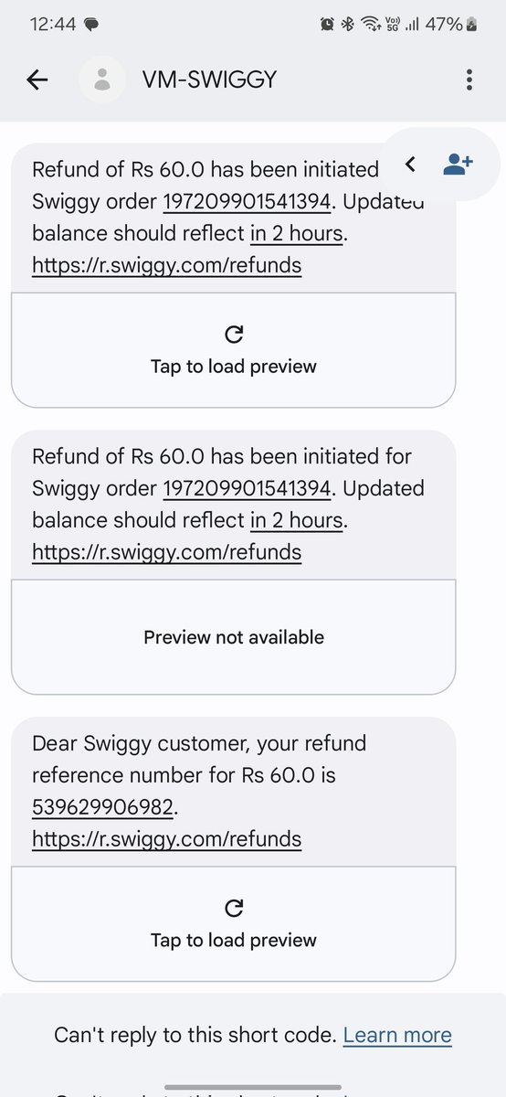 yash272001's tweet photo. This message was delivered to me yesterday but till now haven't received any refund for it
What this behaviour @SwiggyInstamart 🥲 https://t.co/yskKQKsJPg