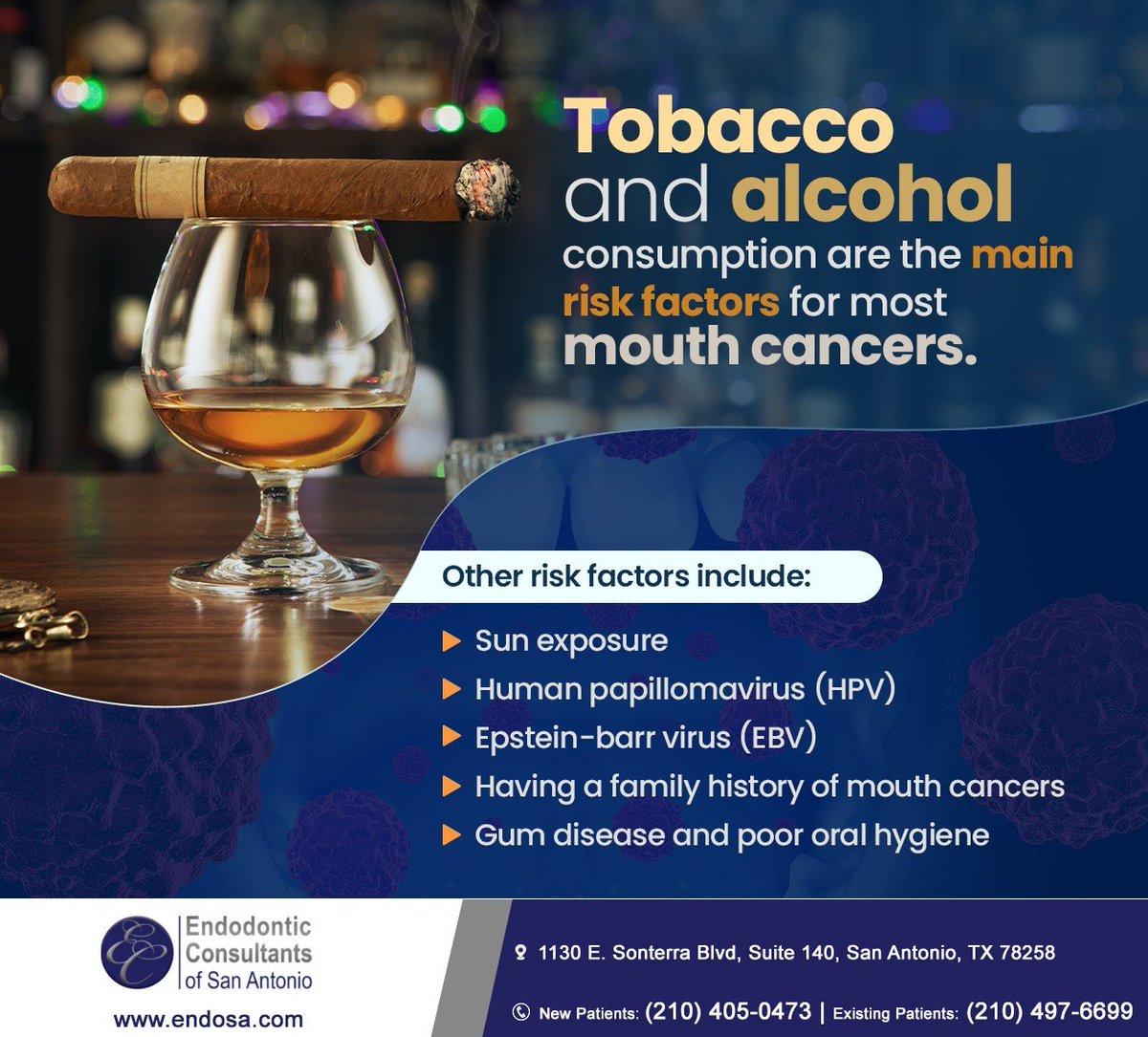 Oral cancer can often be detected by a dentist. Early detection gives you the best chance of beating oral cancer. Learn more about the signs and symptoms of mouth cancer at endosa.com #oralcancerawareness #endodonticconsultantsofsanantonio #sanantonio #TX
