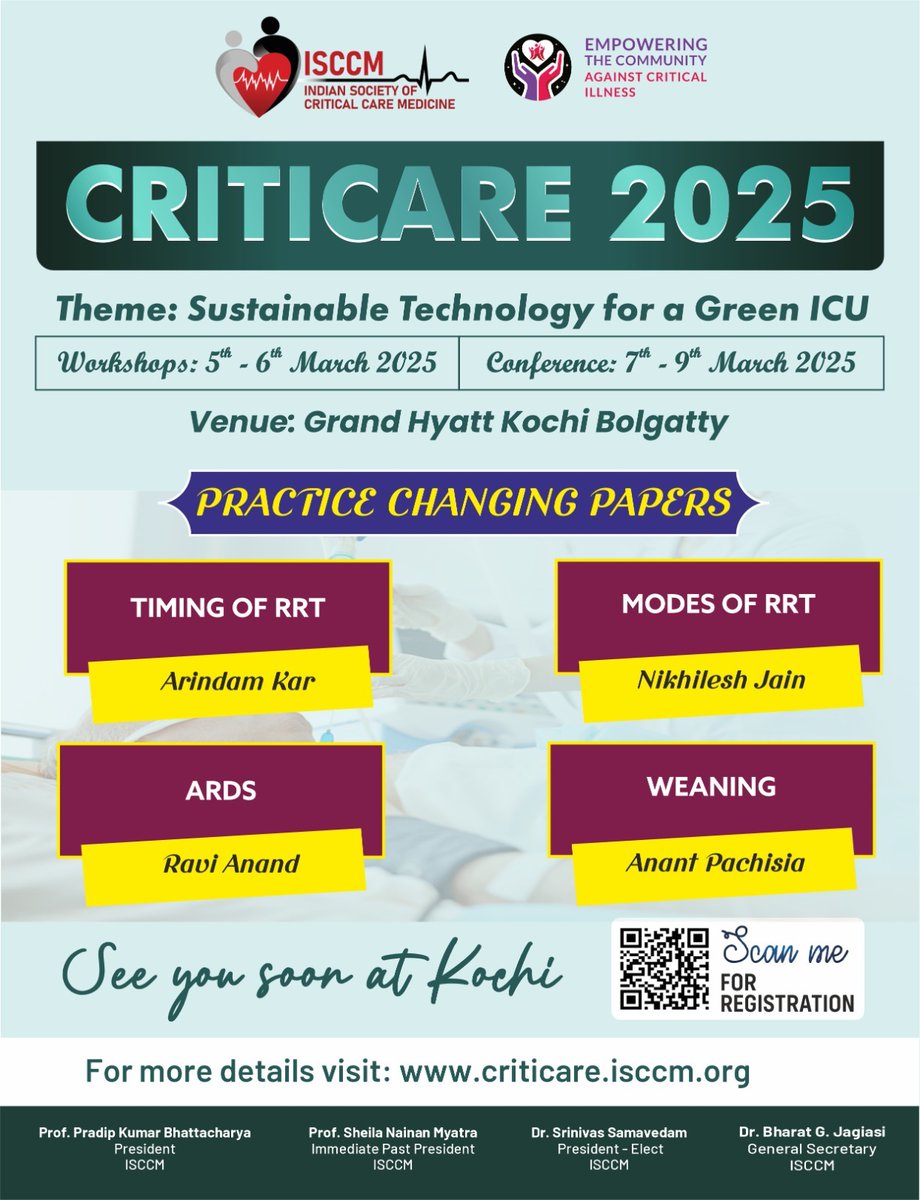 isccmnational's tweet photo. PRACTICE CHANGING PAPERS at CRITICARE 2025, Kochi

Join us for this power-packed session and gain practical insights that can transform your Critical care practice!

Workshops : 5th - 6th March 2025
Conference : 7th - 9th March 2025

Register Now : https://t.co/oca0PscIlE

#isccm https://t.co/0Fl3jMZbkU