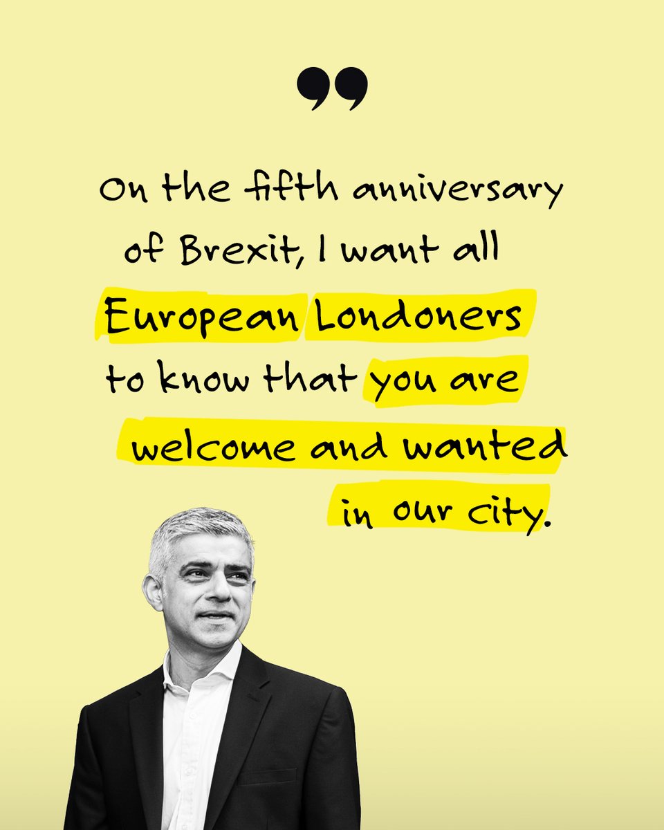 Five years on from Brexit, London remains a European city, where European Londoners are valued and cherished. You are our neighbours, colleagues, friends and loved ones. Thank you for making London your home. You are wanted here—and always will be.