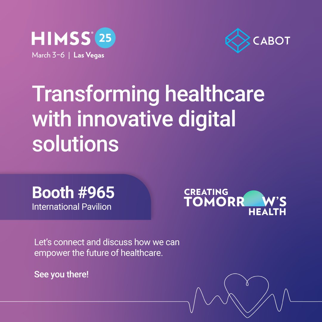 Cabot is Exhibiting at <a href="/HIMSS/">HIMSS</a> 2025 – Let’s Connect! 
We’re bringing cutting-edge healthcare IT solutions to HIMSS 2025 in Las Vegas!
Find us at Booth #965 in the International Pavilion from March 3-6.
Book a meeting with us now  : cabotsolutions.com/himss