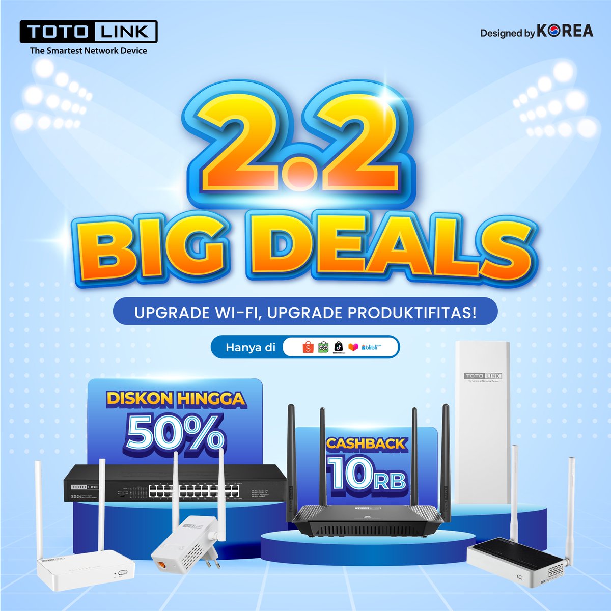 totolinkID's tweet image. Jangan lewatkan kesempatan upgrade #router dengan harga spesial di promo 2.2! Nikmati koneksi stabil dengan #TOTOLINK