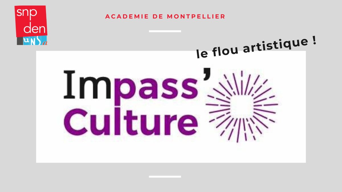 Arrêt en plein vol et sans préavis du #PassCulture : une nouvelle marque de l’inconséquence de notre gouvernance, au mépris des engagements pris par les personnels de direction avec leurs équipes et leurs partenaires <a href="/SnpdenMTP/">SNPDEN Montpellier</a> <a href="/snpden/">SNPDEN-UNSA</a> 
#passculture
#impassculture