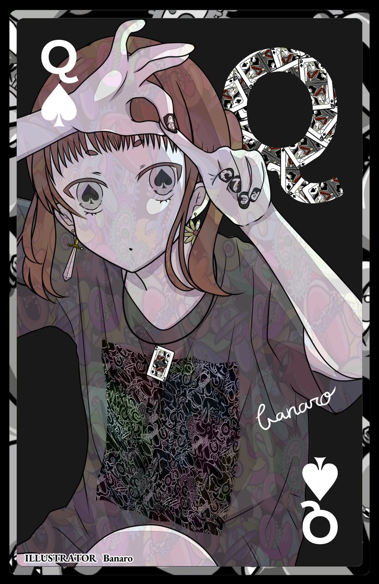 #RELiCPOKER で「♠Ｑ」を担当させて頂いた善良な🧸のクリエーターのばなろです❣

今回の裏テーマは「奇妙」、なんか変だけど引き込まれるイラストを目指して描きました🥺
たくさんの方に見てもらえますように🫶👀✨

まだまだ新米クリエーターな🧸ですが応援よろしくお願いします🙇