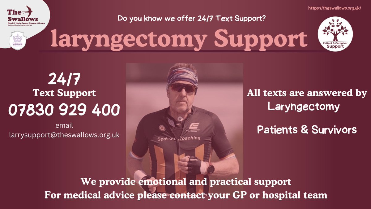 We are proud to announce our latest support service unique 24/7 text support for Laryngectomy patients and survivors - live from the 1st of February 2025 (please share) #Laryngectomy #support