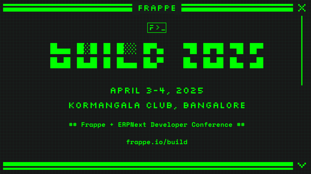 frappetech's tweet photo. After the excitement and energy we felt at Frappe Build last year, we’re thrilled to announce the 2nd edition this year in Bangalore! 🚀

This is your chance to meet the minds behind Frappe, hear from experts who are shaping the future of open-source, and join hands-on workshops where you’ll get real-time experience. 

Check out Frappe Build 2025 here - https://t.co/YnF9S5fz7o

What do you want to learn at #FrappeBuild2025? Let us know in the comments!

#FrappeFramework #opensource #techcommunity #ERPNext