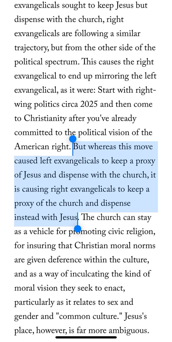 Brilliant from <a href="/jake_meador/">Jake Meador</a> on exvangelicalism: mereorthodoxy.com/two-types-of-e…