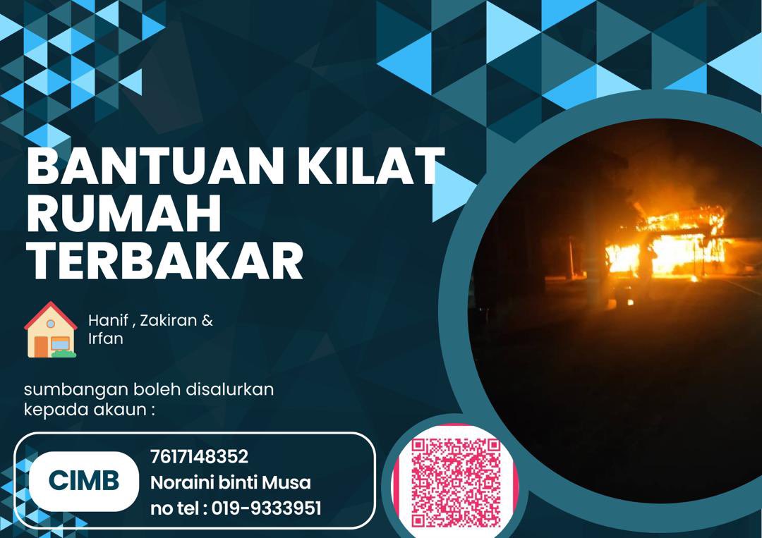 minsherawow's tweet photo. Assalamualaikum. Rumah arwah bapa saudara sy kebakaran semalam (31/01/25). Anak2 yatim piatu arwah tinggal sehelai sepinggang. 

Kepada sesiapa yg bermurah hati ingin memberi sumbangan bolehlah salurkan terus kepada ibu saudara sy yg menjaga mereka.

CIMB
7617148352
Noraini Musa https://t.co/OWjixvuSly
