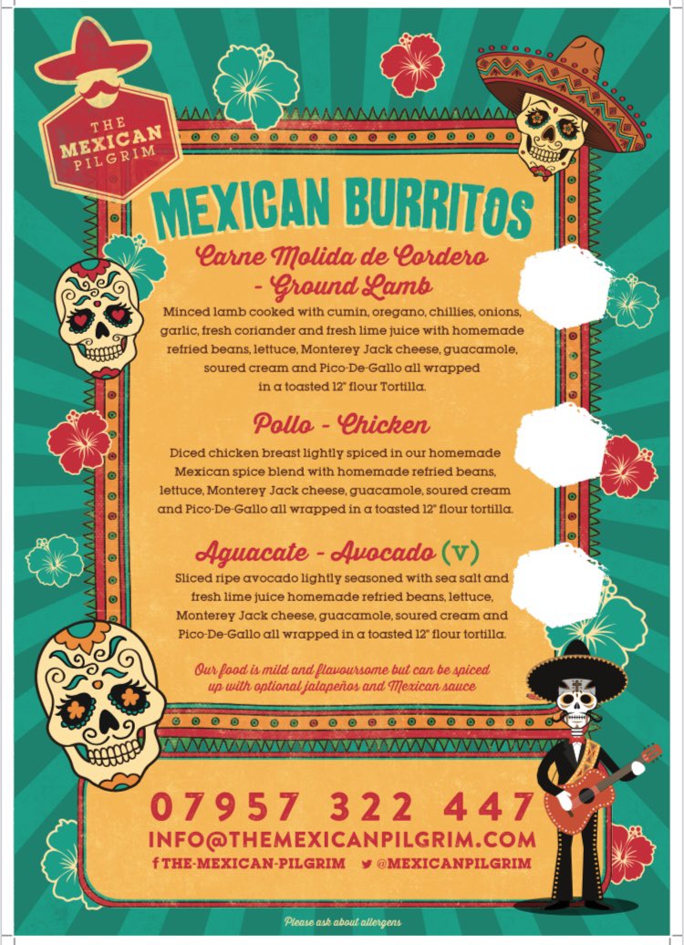 GooseEyeBrewery's tweet image. Your Menu for tomorrow’s food day at the brewery tap!! 

🍺🌯Beer &amp;amp; Burritos🌯🍺
12-7pm
Goose Eye Brewery Tap
Crossflatts