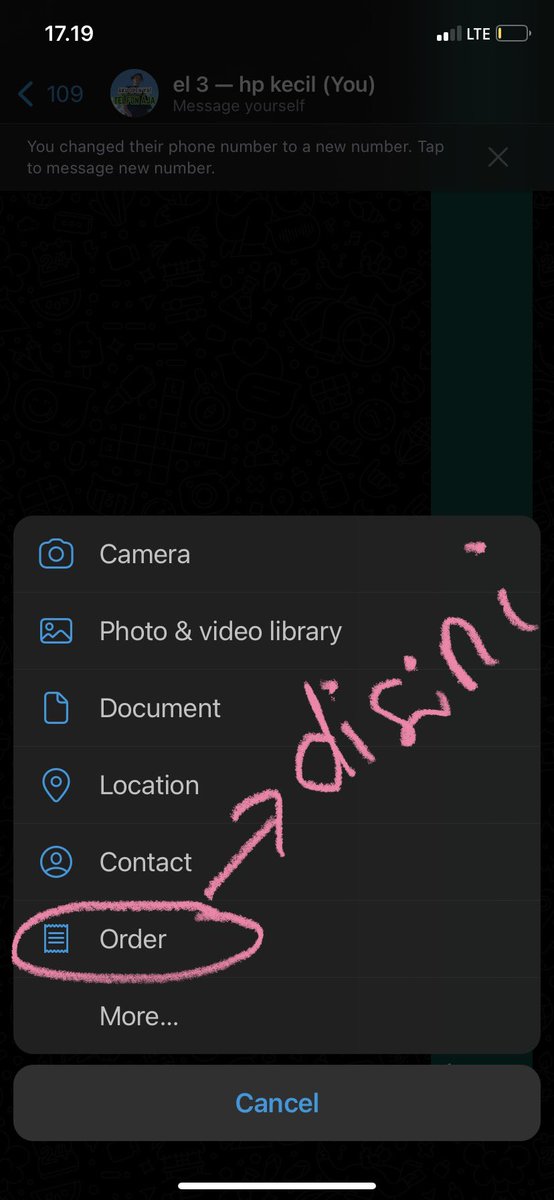 cerivh's tweet image. WEI? kirain dah pada tauuu. oke kita bikin tutor alakadarnya aja yaa :))

fitur order itu di ios adanya di bagian ikon (+) yang ada di sebelah kiri tempat typing yakk.  kalo di andro ada di yang kayak gambar klip kertas ntuh. (foto ke3)