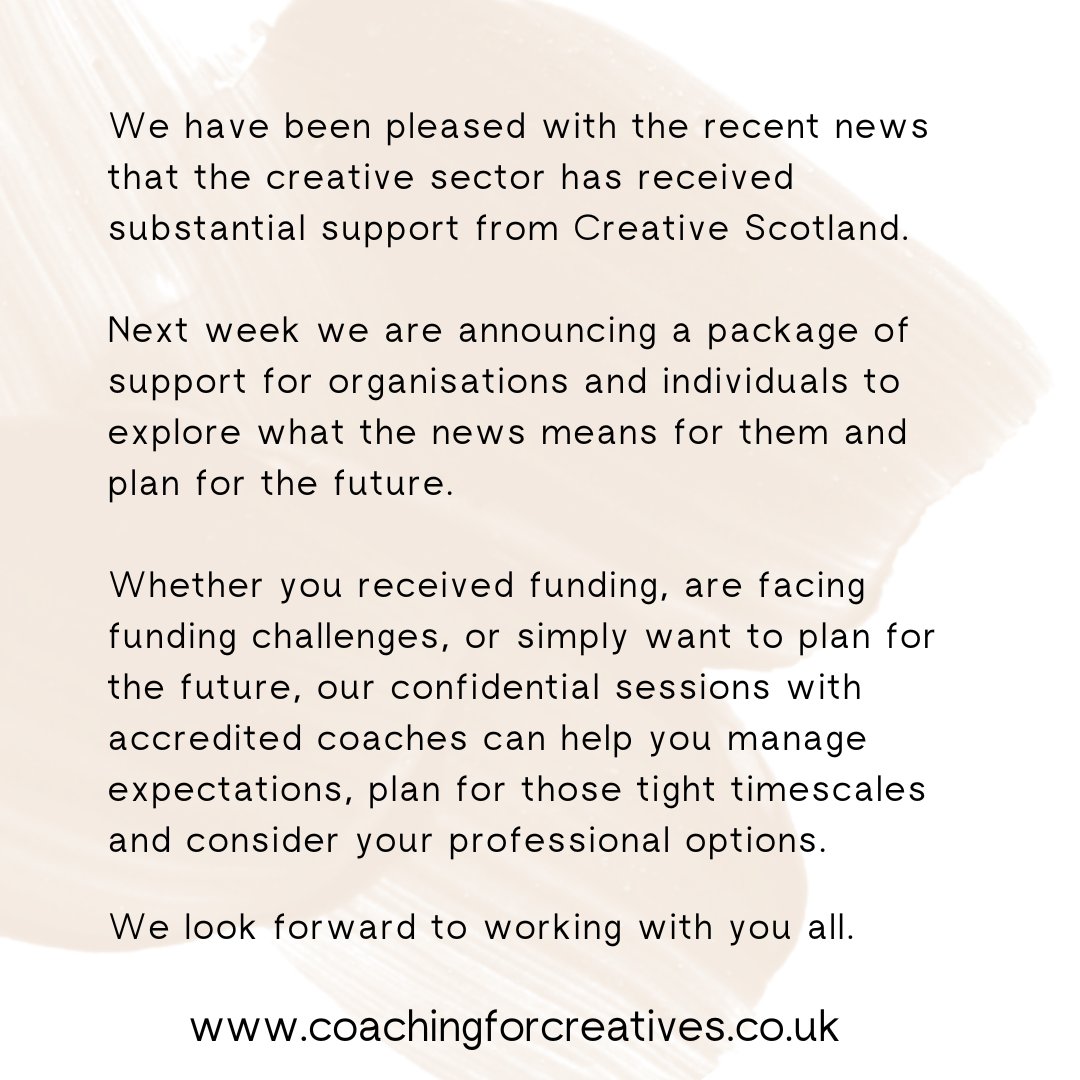 Coaching for Creatives is a community to support each other. If you are looking for individual, confidential coaching, our accredited coaches are available for you. #multiyearfunding #scotland #culture #creative #arts #support #coaching #leadership #professionaldevelopment