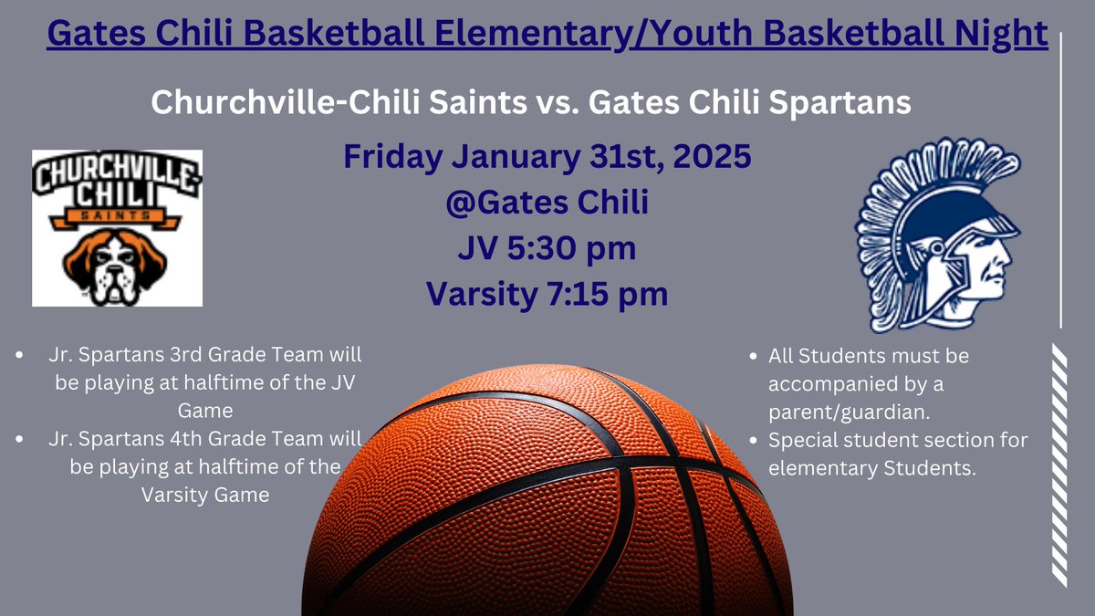 Game Day!  Come out and support the Spartans at home.  Today is also Youth Basketball Night!  #gcpride #bleedblue