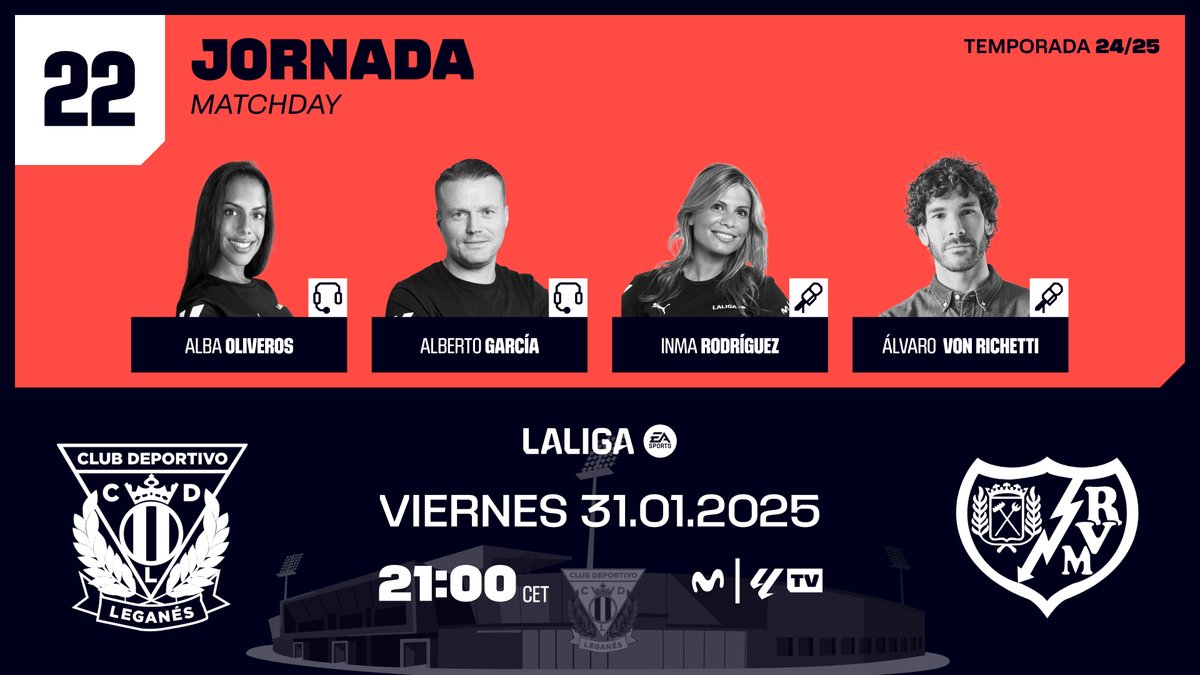 Alberto García (@1alberto_garcia) on Twitter photo ! Duelo en Butarque !
CD Leganés🆚Rayo Vallecano
📆 Jornada 22
⏰21:00h
📺 <a href="/MovistarFutbol/">Fútbol en Movistar Plus+</a>
#InsideLaLiga #LeganésRayo ! Duelo en Butarque !
CD Leganés🆚Rayo Vallecano
📆 Jornada 22
⏰21:00h
📺 <a href="/MovistarFutbol/">Fútbol en Movistar Plus+</a>
#InsideLaLiga #LeganésRayo