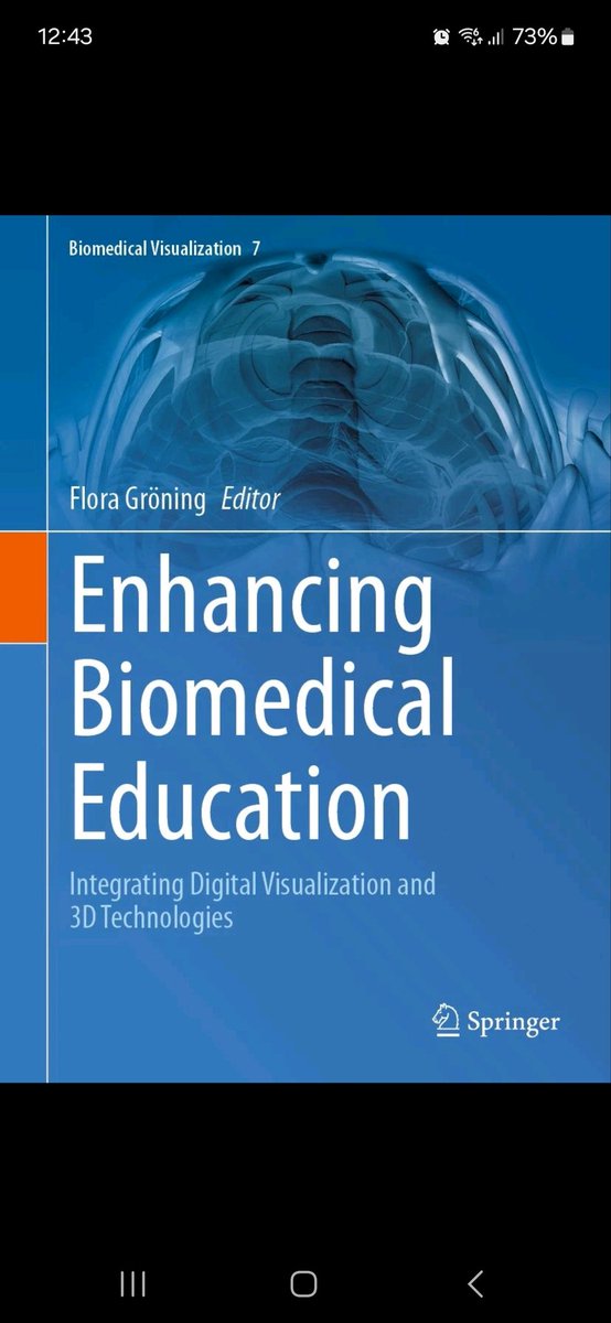 Two publications in a week! 

So happy to see our chapter published in the #Biomedical #Visualisation Integrating Digital Visualization and 3D Technologies <a href="/SpringerNature/">Springer Nature</a> book! 
 
Thank you <a href="/Flora_Groening/">Flora Gröning 🇪🇺</a> and <a href="/SpringerNature/">Springer Nature</a> for the opportunity! 
#anatomy #MedEd #TEL