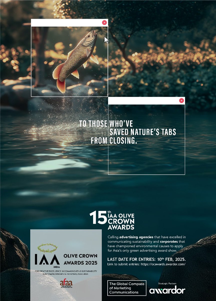 The 15th IAA Olive Crown Awards 2025 celebrates those who have made a meaningful impact by championing environmental causes through creativity and innovation.

📅 Entries close on 10th February 2025.

🌐 Submit now: lnkd.in/dkz_gK5g

#IAAOliveCrownAwards #IAA