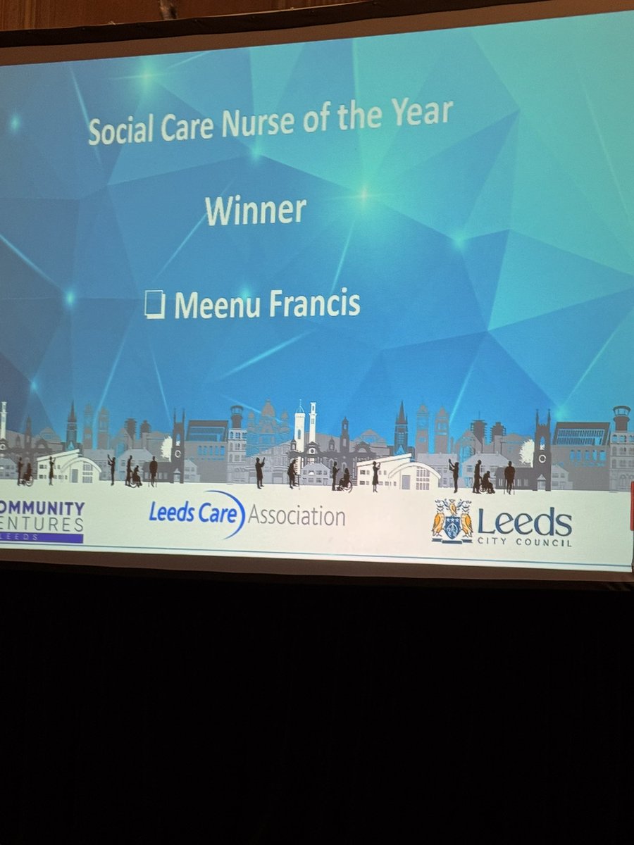 A huge congratulations to the winner of the Leeds Social Care Nurse of the Year Award Meenu Francis  

#LeedsCareAwards
