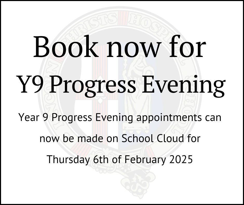 For Year 9 Progress Evening next week (Thursday the 6th) You can now pre book your appointments on the school cloud.
