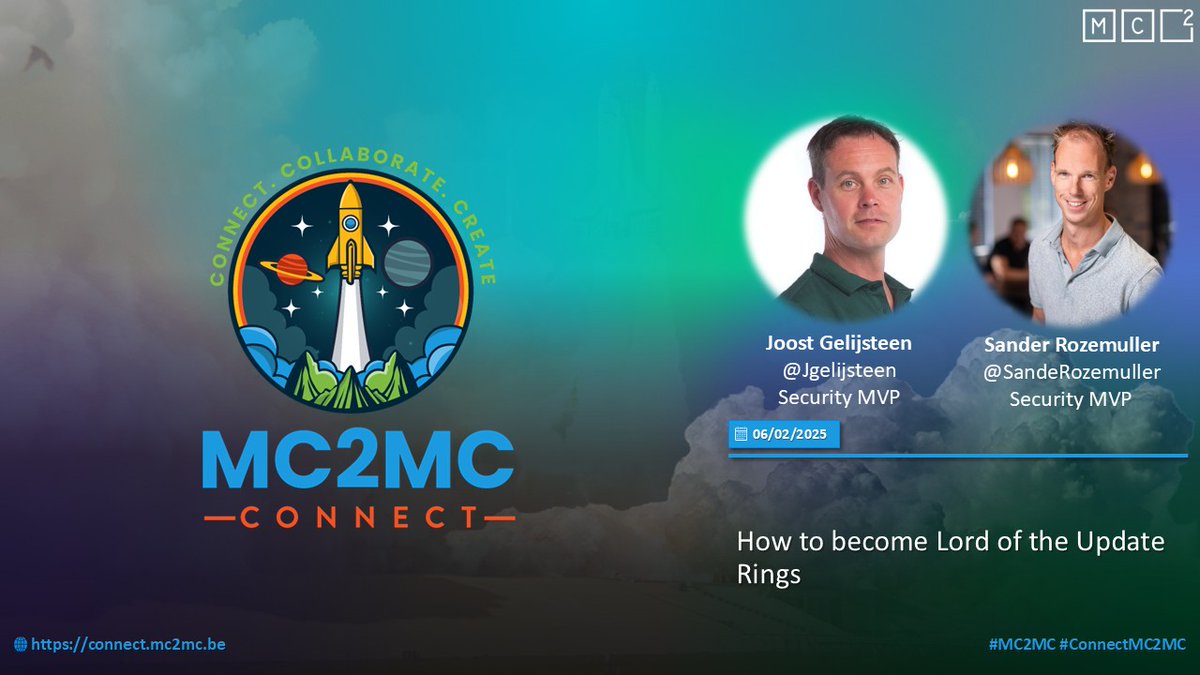 MC2MC (@mc2mcbe) on Twitter photo Weโre excited to announce the next speakers for MC2MC Connect: <a href="/Jgelijsteen/">Joost Gelijsteen | MVP</a> and <a href="/SandeRozemuller/">Sander Rozemuller | MVP</a> ๐
โก๏ธ In their session, Sander and Joost will walk you through how to leverage the concept of Deployment Rings. ๐ฐ๐ป
๐ tinyurl.com/5dxvnsn4
#MC2MC #ConnectMC2MC Weโre excited to announce the next speakers for MC2MC Connect: <a href="/Jgelijsteen/">Joost Gelijsteen | MVP</a> and <a href="/SandeRozemuller/">Sander Rozemuller | MVP</a> ๐
โก๏ธ In their session, Sander and Joost will walk you through how to leverage the concept of Deployment Rings. ๐ฐ๐ป
๐ tinyurl.com/5dxvnsn4
#MC2MC #ConnectMC2MC