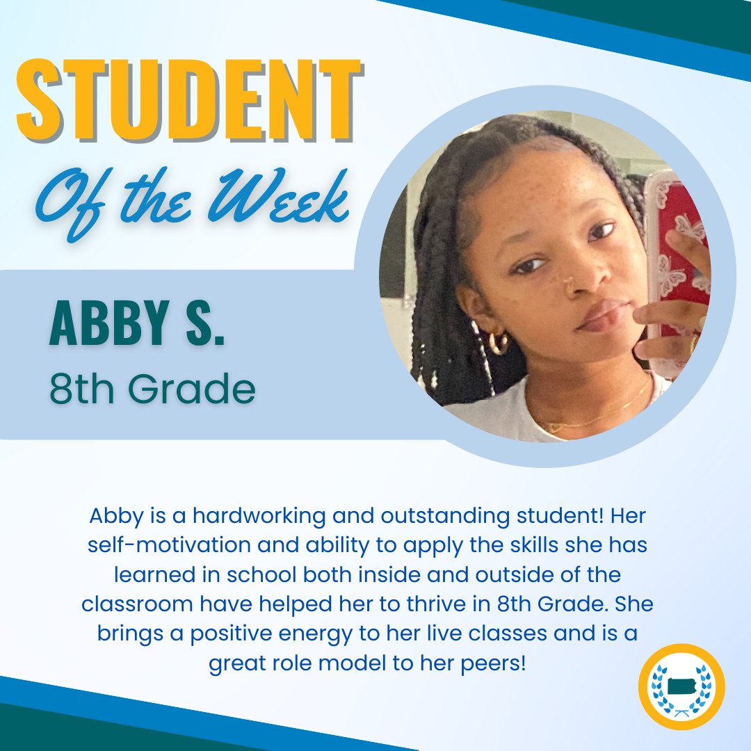 Congratulations to our Students of the Week - Ariah W. (Kindergarten), Abby S. (8th Grade), and Andrew B. (12th Grade)!🏆 Keep up the great work!🎉