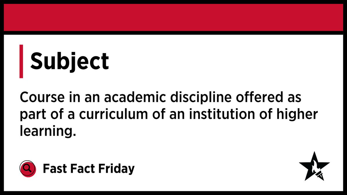 🔍 Subject:  Course in an academic discipline offered as part of a curriculum of an institution of higher learning.  #FastFactFriday