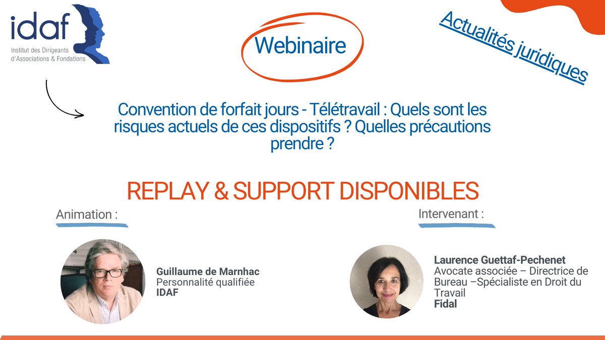 [🔎 RETOUR SUR...] Notre webinaire juridique 

L'IDAF a eu le plaisir d’organiser son premier webinaire juridique de 2025 avec Fidal.

Retrouvez le Replay et le support de présentation sur notre site : bit.ly/3DRd0Vb

#IDAF #Asso #Association #Fondation #ESS #Juridiques