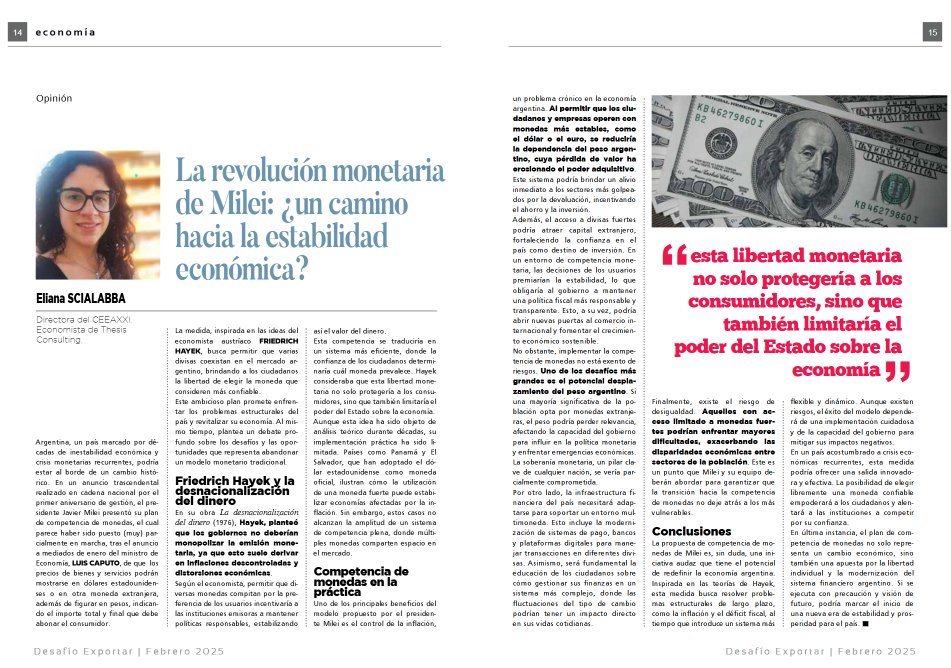 "La revolución monetaria de Milei: ¿un camino hacia la estabilidad económica?" ✍️Eliana SCIALABBA

Lectura en dispositivos
👉issuu.com/desafioexporta…

Lectura en revista
👉issuu.com/desafioexporta…
#ECONOMÍA #ESTABILIDAD #Moneda <a href="/eli_scialabba/">Eliana</a> <a href="/CEEAXXI/">Centro de Estudios Económicos Argentina XXI</a>