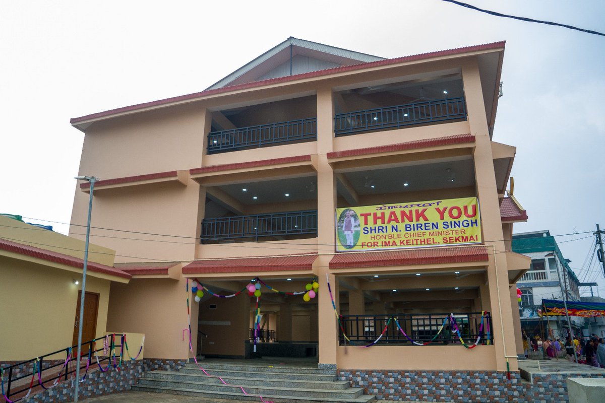 manipur_cmo's tweet photo. HON'BLE CM N BIREN SINGH INAUGURATES IMA KEITHELS AT SEKMAI AND KANGLATONGBI

Hon'ble CM N Biren Singh inaugurated Ima Keithel at Sekmai and Kanglatongbi and laid the foundation stone for construction of Type-II and Type-III Quarters at Sekmai Police Station today at solemn function held at KSA Ground, Konjengleima, Awang Sekmai today.

The Ima Keithel at Sekmai was constructed at a cost of around Rs. 8 Crore, while that of Kanglatongbi was constructed at the cost of around Rs. 5 Crore. The project cost for the construction of Type-II and Type-III Quarters is Rs. 68.7 lakh (approx.) and aims to enhance family quarters for police personnel at Sekmai Police Station.

Speaking on the occasion, Hon'ble CM stated that the people of the State had faced hardship due to the current unprecedented crisis. As such, the State Government had been putting all possible efforts to restore peace and normalcy, alongside taking up development works and welfare programmes, he said.

Hon'ble CM spoke on various citizen-centric schemes initiated by the BJP-led government, since its formation in 2017. He mentioned the Go to Hills mission and Go to Village mission, which aimed to bring equal development across the State and take the governance to far flung villages of the State.

Mentioning the successful implementation of Chief Minister-gi Hakshelgi Tengbang (CMHT) which provides cashless treatment to poor households, he informed that around 2,15,000 beneficiaries had been covered with an expenditure of Rs. 289 crores (approx.) from the state exchequer. He further informed that under the Ayushman Bharat (PMJAY) scheme, more than 3 lakhs people had been treated free of cost, expending an amount of Rs. 280 crores (approx.).

Hon'ble CM informed that the State Government had so far constructed 27 Ima Keithels across the State, as a part of Government initiatives of empowering women.

Stating that the foundation stones for the two Ima Keithel inaugurated today were laid on 7th January, 2021, he lauded the Manipur Police Housing Corporation Ltd for completing the construction work at a short span of time, without compromising the quality.

He said that a world class football ground with a gallery is under construction at Sekmai Kangjeibung with an estimated cost of around Rs. 7 crores, considering the need to attract youths in games and sports. He sought the support of the people to complete the construction soon.

He stated that the State Government had introduced an Economic Revival Mission to empower locals with skills for sustainable livelihoods. He continued that under the mission, many products are being produced substituting imports and contributing to the economy.

He appealed to women vendors to maintain cleanliness in and around the market.

The inauguration programme was attended by Ministers, MLAs and people of Sekmai AC among others.