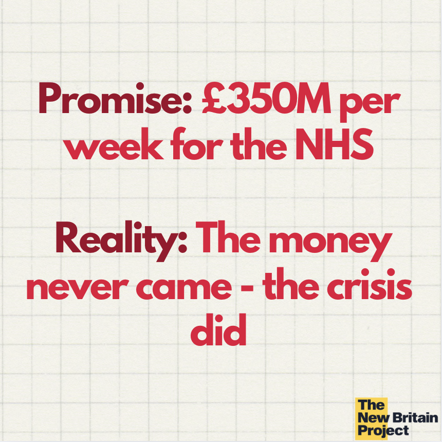 WeAreNewBritain's tweet photo. 🚑 The NHS is understaffed, underfunded & overwhelmed
#BrexitBus https://t.co/g7o0wFxExH