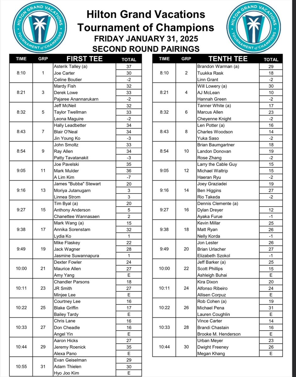 We’re swinging into Day 2 strong with sunny skies and beautiful weather. ☀️ Check out today’s pairings ⬇️ #HGVLPGA