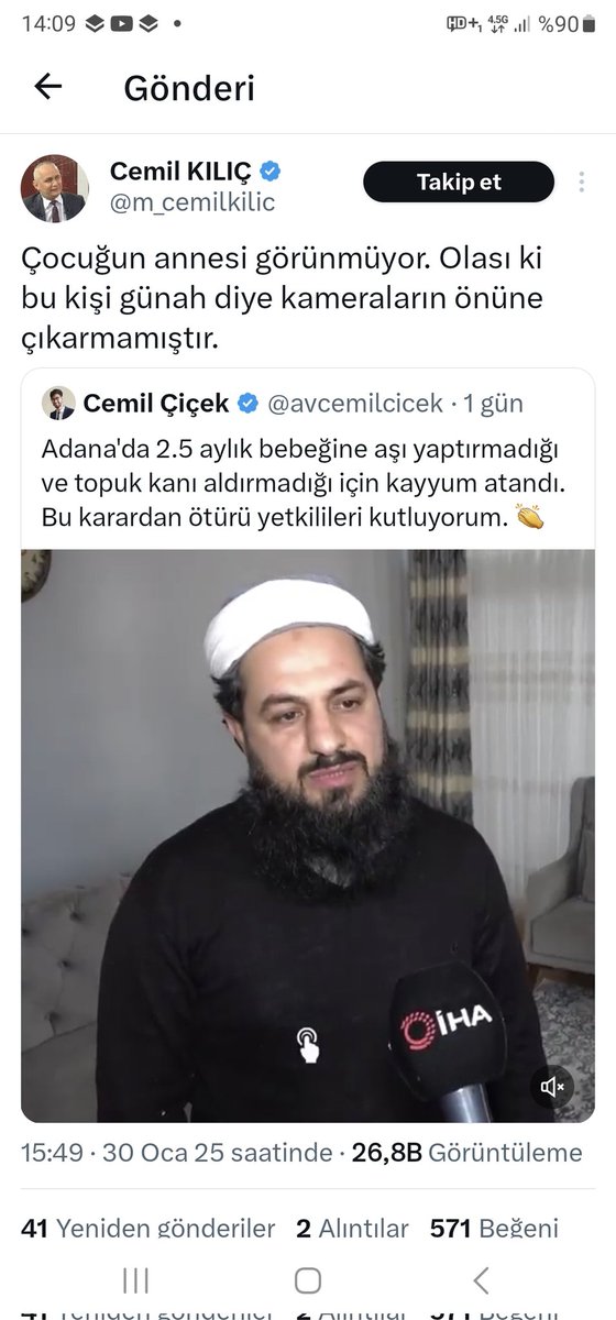 İKİ CEMİL BİRBİRİNE YAKIŞMIŞ, AL BİRİNİ VUR ÖTEKİNE, 
KAFALAR TAŞLAŞTIĞI İÇİN KIRILMAZ nasıl olsa.
-----
Kendine (Diyanetçi diyen) Terbiyesiz herif (Yani Cemil Kılıç);

Bu milletin karısının kişisel tercihlerine saygısızlık etmek SANA MI KALDI! 

Belki medyada görünmek