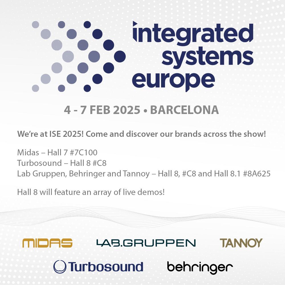 labgruppen's tweet photo. Only a few days to go until @ISE_Show ! We’re thrilled to join our fellow Music Tribe brands on-site. Don’t miss the chance to visit our booths and demo rooms in Hall 7 and Hall 8 – stop by, meet the team and explore the latest innovations. See you there!

#ISE2025 #iseshow https://t.co/8BiGskvIMG