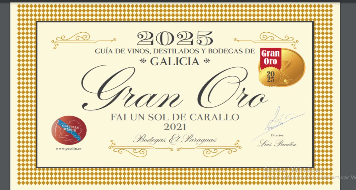 Una edición más, entre los #vinos más destacados de la Guía de Vinos de #Galicia 2025 editada por la familia Paadín.