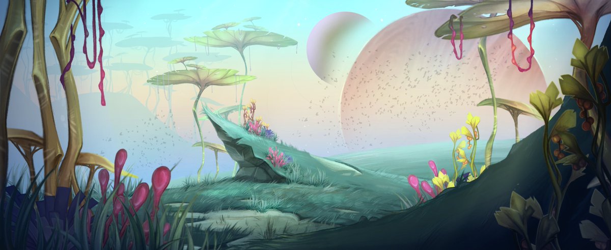 BlookMook's tweet image. Environment concepts for the upcoming Gumbo Galaxy boardgame. Phew, saying upcoming is spooky but it's going to be great!