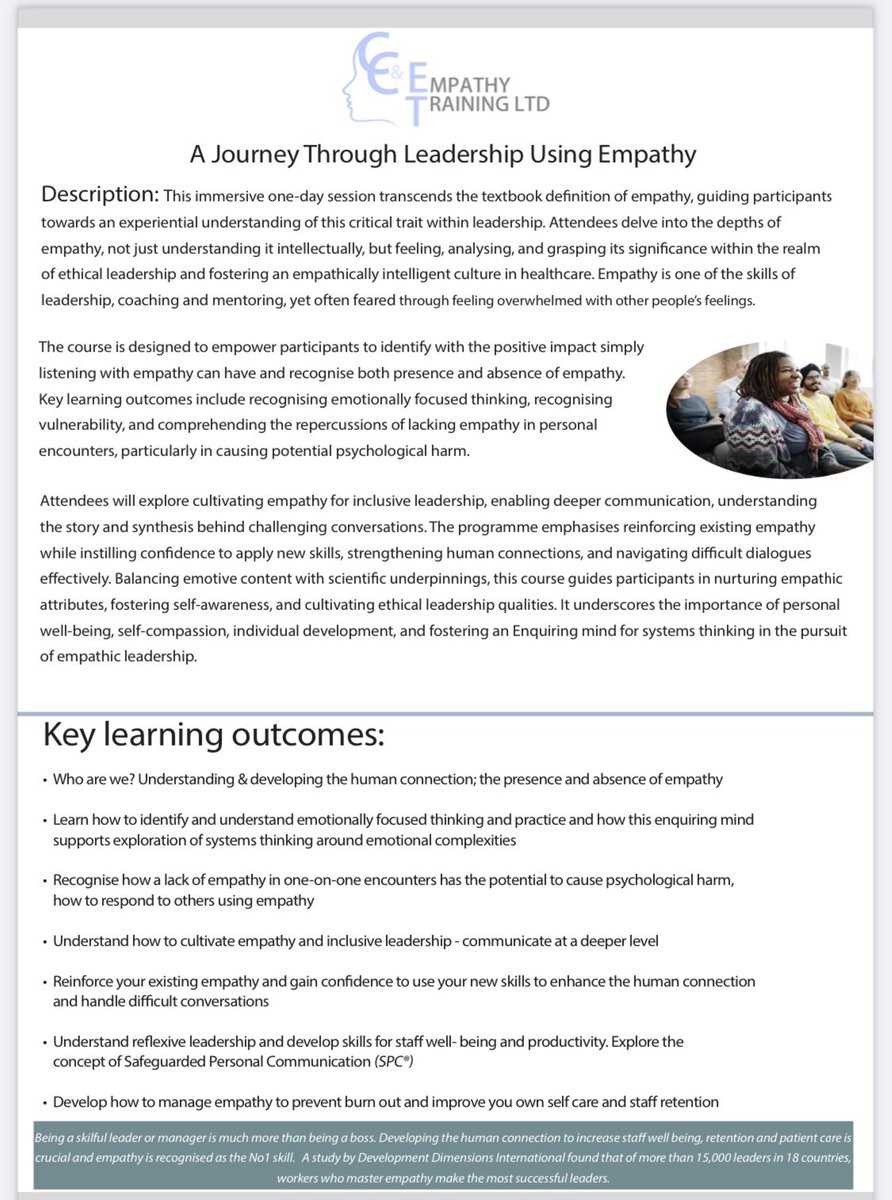 Carolyn Cleveland (@carolynccet) on Twitter photo Looking forward to be working today with <a href="/UHDBTrust/">University Hospitals of Derby and Burton NHS FT</a> delivering a day packed with thought provoking narrative learning, neuroscience and our humanity, with my course - A Journey Through Leadership Using Empathy. A day full of rich learning between us, empathytrainingltd.co.uk/healthcare1 Looking forward to be working today with <a href="/UHDBTrust/">University Hospitals of Derby and Burton NHS FT</a> delivering a day packed with thought provoking narrative learning, neuroscience and our humanity, with my course - A Journey Through Leadership Using Empathy. A day full of rich learning between us, empathytrainingltd.co.uk/healthcare1