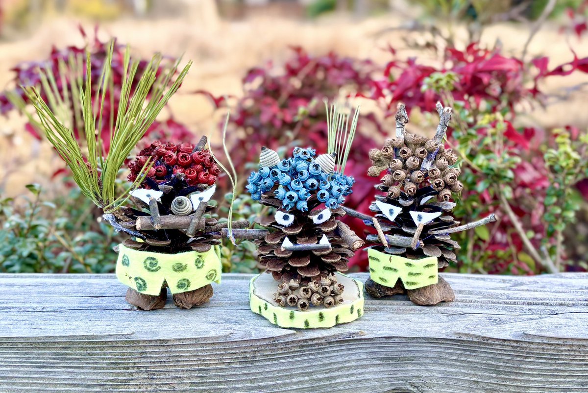 明日の工作教室は「松ぼっくりでオニをつくろう！」です。 2月2日の