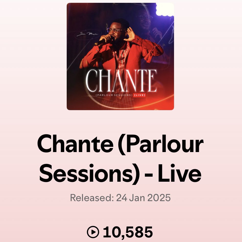 Chante just hit 10k streams on Spotify! 🎉 
Huge thanks to everyone who's been tuning in, and all glory to God. 
🙏🏽 Let’s keep the momentum going and reach thousands more!