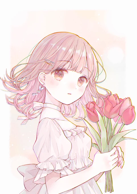 今日は【チューリップを贈る日】だそうですチューリップ好きで昔からよく描きがち#チューリップを贈る日#みんなのチューリップ作品が見たい 
