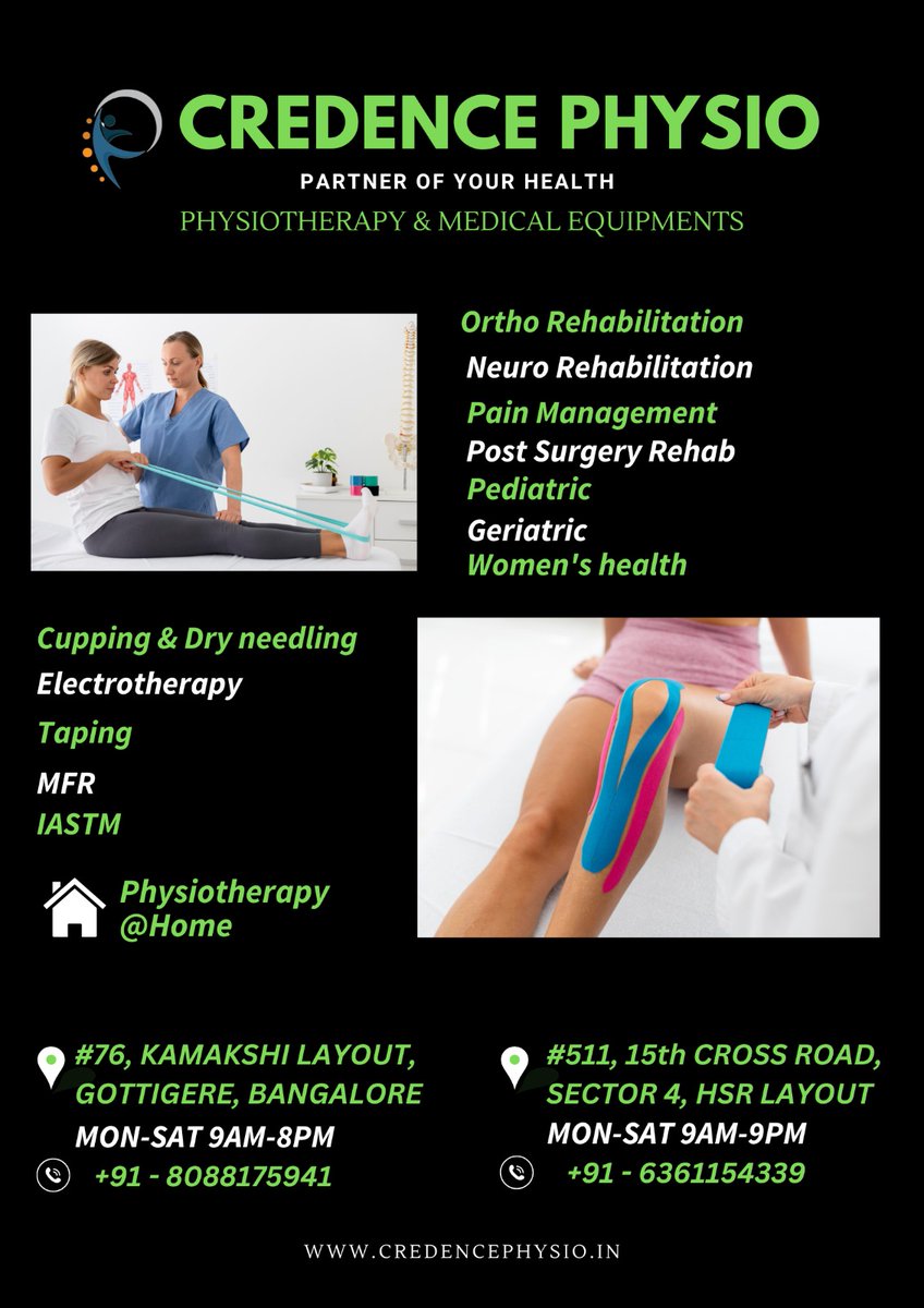 jiyomathew's tweet photo. Credence Physio physiotherapy clinic provides personalized service for nero rehab, ortho and sports injury. 
#Physiotherapy #PhysiotherapyClinic #physicalTherapy #CredencePhysio #bangalore #gottigere #Hsrlayout
@crede https://t.co/o63oIUlWxd