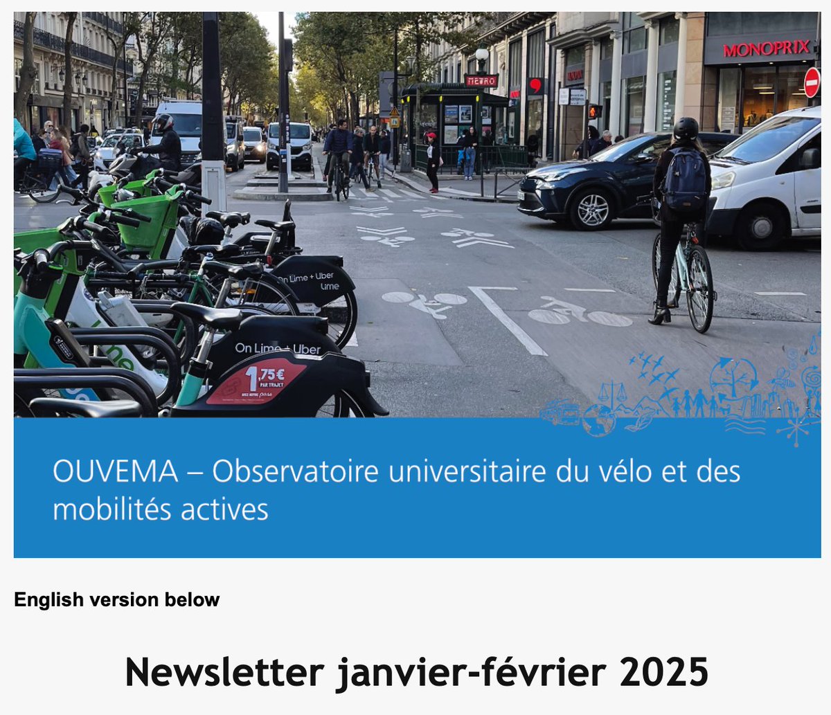 Check the latest #OUVEMA newsletter 🚲🚲🚶
➡️ 2 postdoc on #cycling
➡️ New webinars on how to plan attractive cities for active mobilities
➡️ 3 new research projects (parking, sport, planning)
➡️ New papers on cargo bikes and #motonormativity
In 🇫🇷 and 🇬🇧: shorturl.at/GLNNI