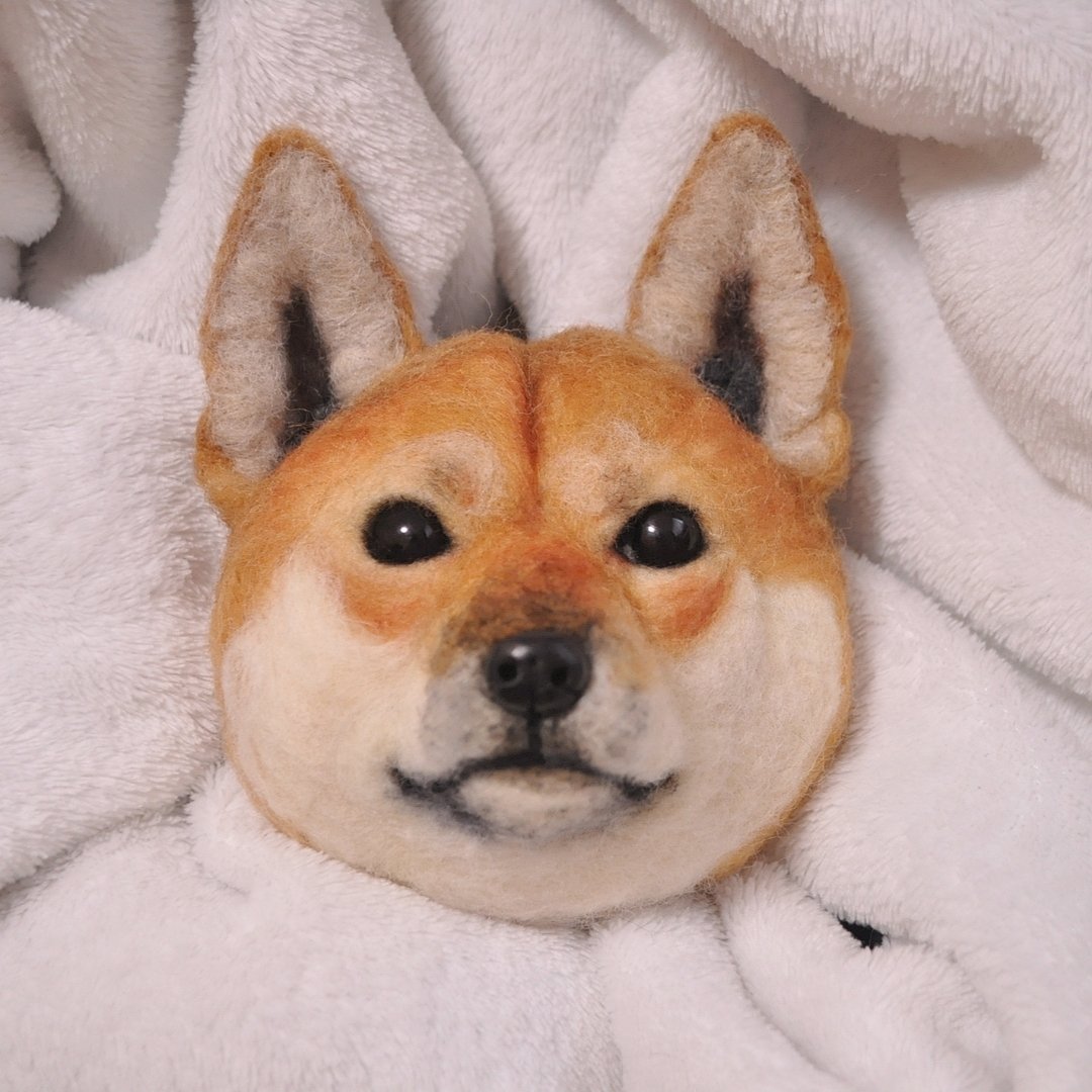 Satoyoumou's tweet image. オーダーで制作させて頂いた柴犬の彩華ちゃんが出来上がりました✨

#ハンドメイド #羊毛フェルト #needlefelting  #shibainu #柴犬